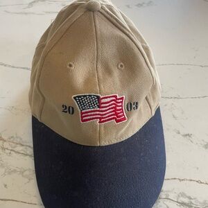 Tan and Navy American Flag Cap